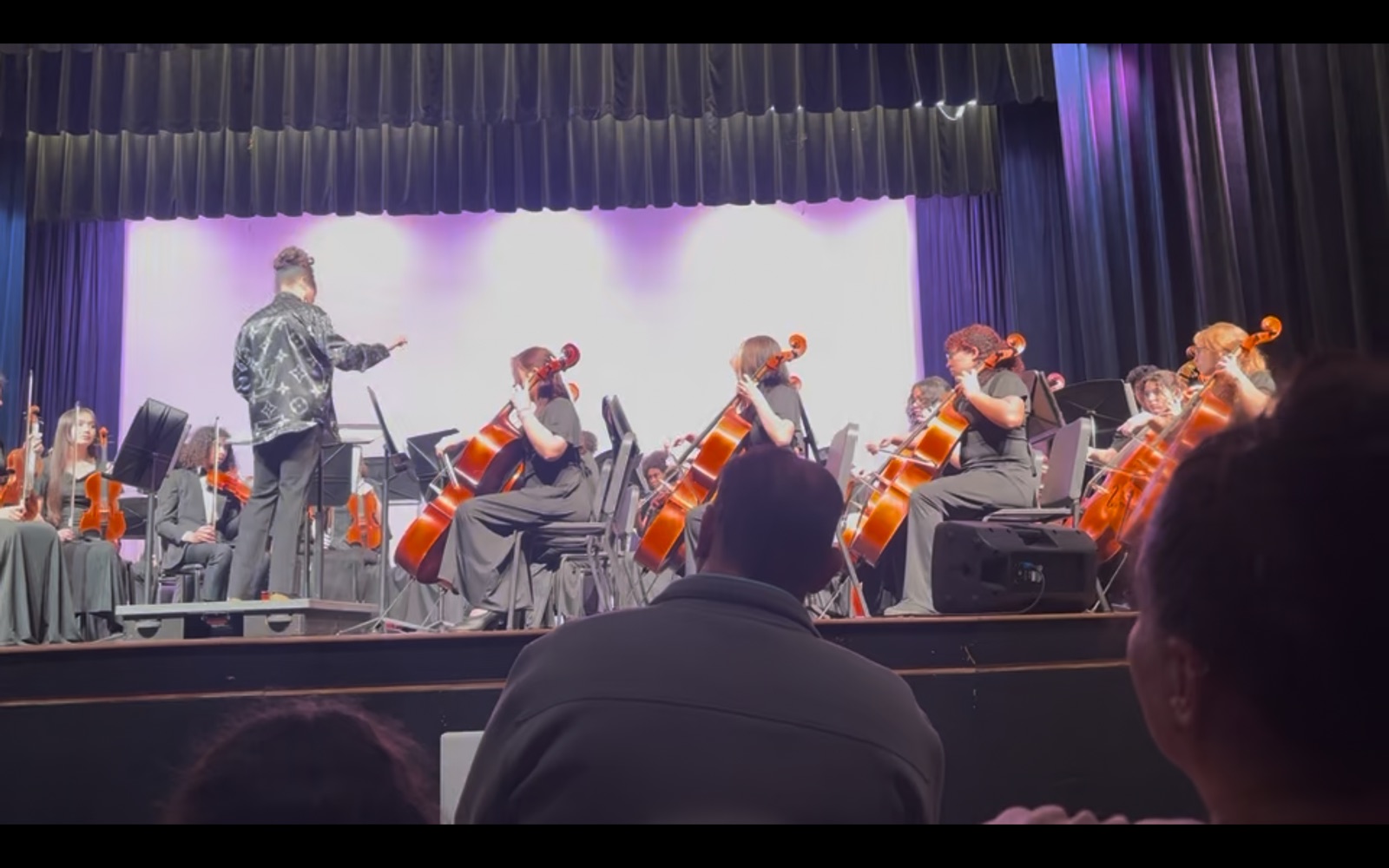 Philharmonic cello section performing at Pre-MPA Concert